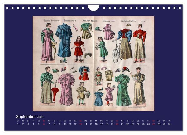 Produktbild: Alte europ&auml;ische Ankleidepuppen aus Papier (Wandkalender 2026 DIN A4 quer), CALVENDO Monatskalender
