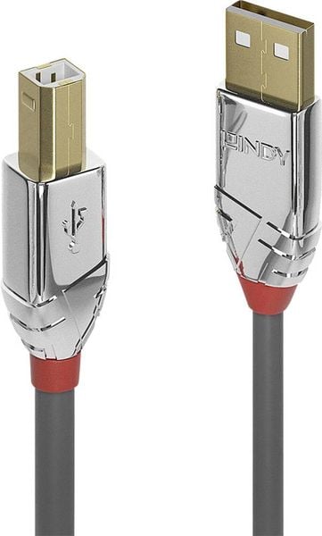 LINDY USB-Kabel USB 2.0 USB-A Stecker, USB-B Stecker 1.00m Grau 36641