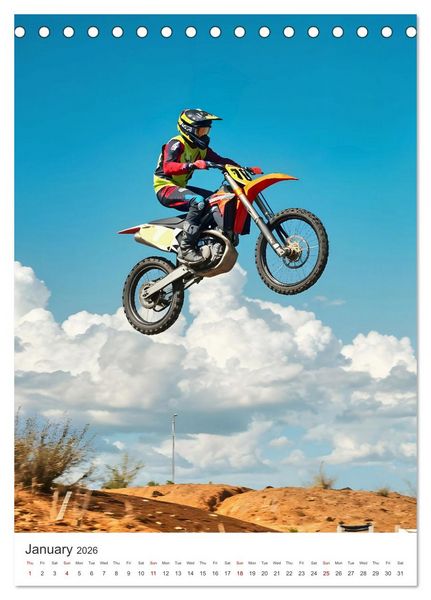 Produktbild: Throttle and thrills - High percentage motocross moments (Desk Calendar 2026 DIN A5 portrait), CALVENDO 12 Month DeskCalendar