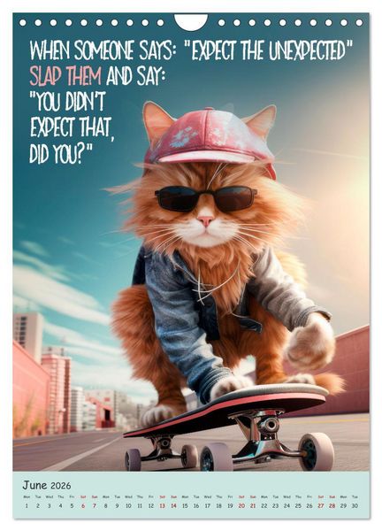 Produktbild: LUNATIC CATS Enjoy hilarious and wacky sayings (Wall Calendar 2026 DIN A4 portrait), CALVENDO 12 Month Wall Calendar