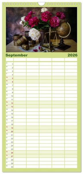 Produktbild: Familienplaner 2026 - Stillleben Alte Meister mit 5 Spalten (Wandkalender, 21 x 45 cm) CALVENDO
