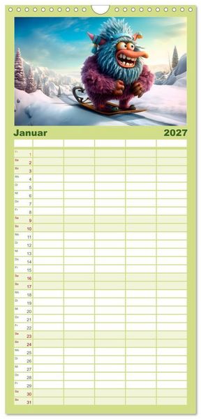 Produktbild: Familienplaner 2027 - Monsterm&auml;&szlig;ig durchs Jahr mit 5 Spalten (Wandkalender, 21 x 45 cm) CALVENDO