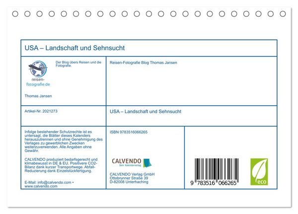 Produktbild: USA &ndash; Landschaft und Sehnsucht (Tischkalender 2026 DIN A5 quer), CALVENDO Monatskalender