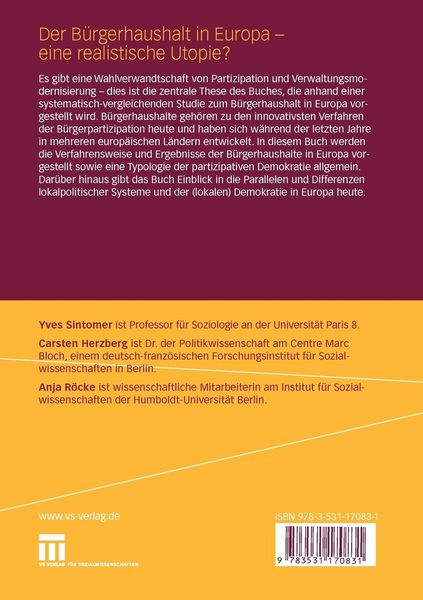 Produktbild: Der B&uuml;rgerhaushalt in Europa - eine realistische Utopie?