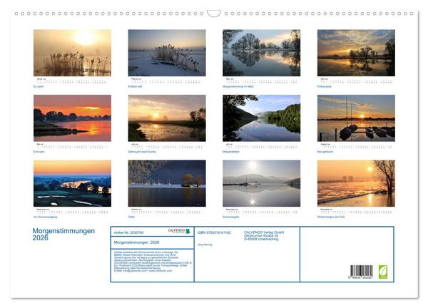 Produktbild: Morgenstimmungen 2026 (Wandkalender 2026 DIN A2 quer), CALVENDO Monatskalender