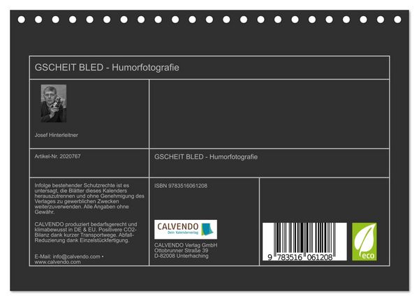 Produktbild: GSCHEIT BLED - Humorfotografie (Tischkalender 2026 DIN A5 quer), CALVENDO Monatskalender