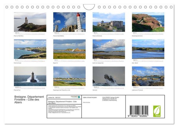 Produktbild: Bretagne. D&eacute;partement Finist&egrave;re - C&ocirc;te des Abers (Wandkalender 2026 DIN A4 quer), CALVENDO Monatskalender