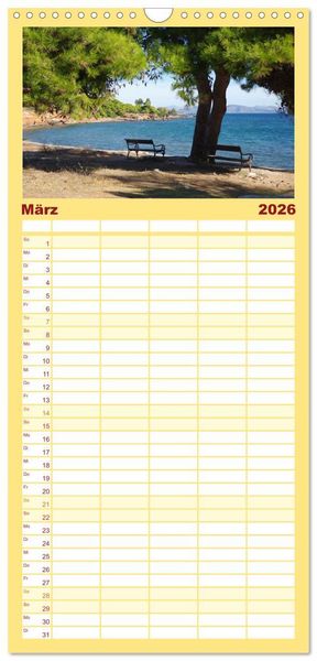 Produktbild: Familienplaner 2026 - Reisen ans Meer mit 5 Spalten (Wandkalender, 21 x 45 cm) CALVENDO