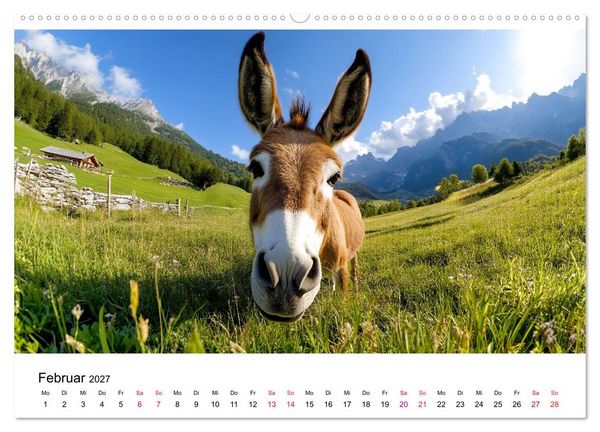Produktbild: Esel - neugierige Typen (hochwertiger Premium Wandkalender 2027 DIN A2 quer), Kunstdruck in Hochglanz