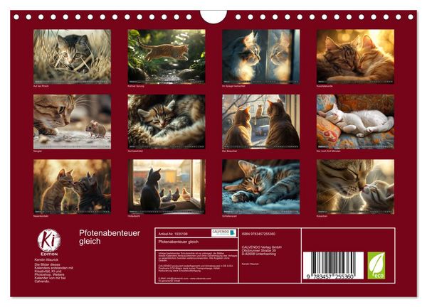 Produktbild: Pfotenabenteuer gleich (Wandkalender 2026 DIN A4 quer), CALVENDO Monatskalender