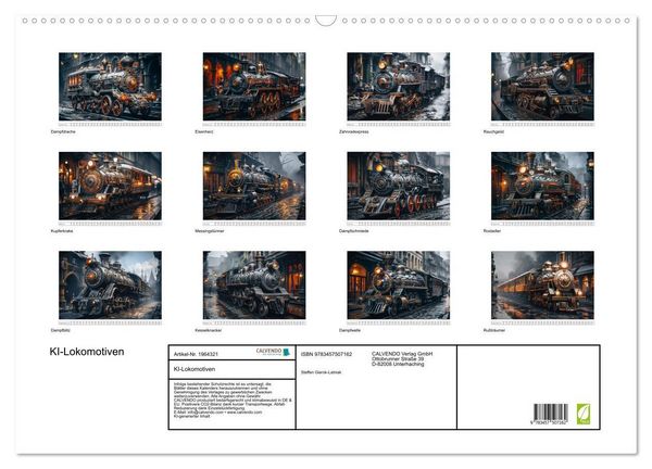 Produktbild: KI-Lokomotiven (Wandkalender 2026 DIN A2 quer), CALVENDO Monatskalender