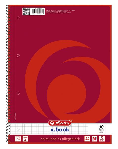 Produktbild: OXFORD Collegeblock A4 80 Blatt, kariert mit weissem Rand links und rechts, 70 g/m&sup2;, 4fach gelocht