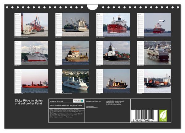 Produktbild: Dicke P&ouml;tte im Hafen und auf gro&szlig;er Fahrt (Wandkalender 2026 DIN A4 quer), CALVENDO Monatskalender