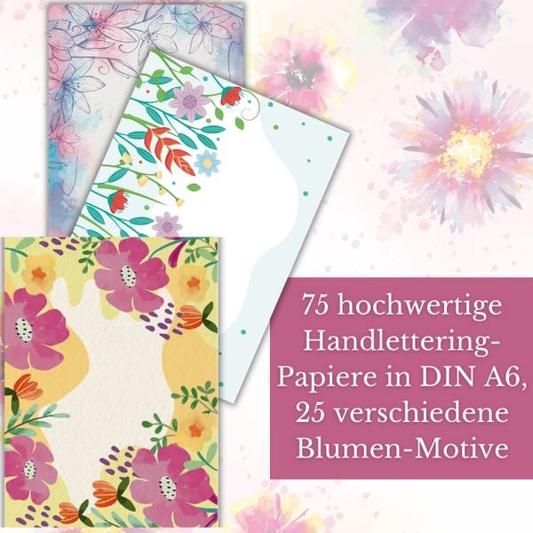 Produktbild: Design Paper Just Flowers A6 mit Blumen-Stickern