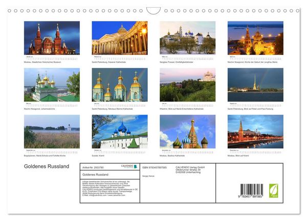 Produktbild: Goldenes Russland (Wandkalender 2026 DIN A3 quer), CALVENDO Monatskalender