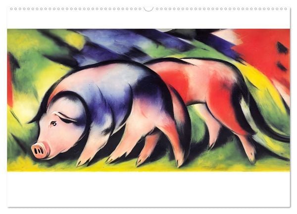 Produktbild: Bauernhoftiere, expressionistisch bunt (Wandkalender 2026 DIN A2 quer), CALVENDO Monatskalender
