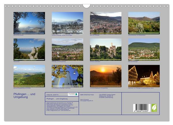 Produktbild: Pfullingen ... und Umgebung (Wandkalender 2026 DIN A3 quer), CALVENDO Monatskalender