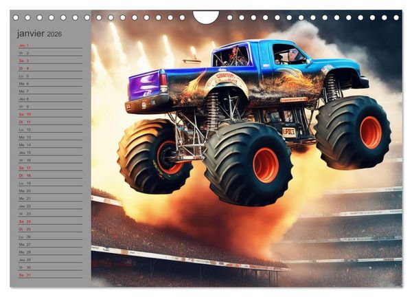 Produktbild: Monster trucks La confrontation ultime (Calendrier mural 2026 DIN A4 vertical), CALVENDO calendrier mensuel