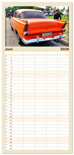 Produktbild: Familienplaner 2026 - DODGE '55 mit 5 Spalten (Wandkalender, 21 x 45 cm) CALVENDO