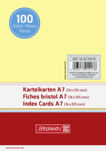 Produktbild: Brunnen Karteikarte A7 unlin ge 100St