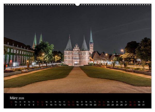 Produktbild: Eine Nacht in L&uuml;beck (Wandkalender 2026 DIN A2 quer), CALVENDO Monatskalender