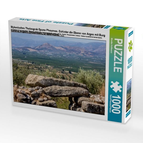 Produktbild: CALVENDO Puzzle Mykenisches Tholosgrab Epano Phournos. Dahinter die Ebene von Argos mit Burg Larissa, Argolis, Peloponnes, Griechenland 1000 Teile Puzzle quer | 1000 Teile Lege-Gr&ouml;&szlig;e 64 &times; 48 cm Foto-Puzzle f&uuml;r gl&uuml;ckliche Stunden