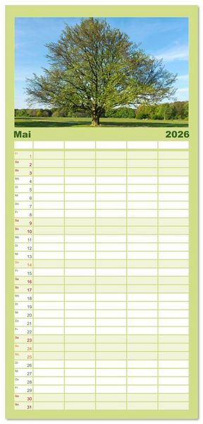 Produktbild: Familienplaner 2026 - Die Buche: 12 Baumportr&auml;ts mit 5 Spalten (Wandkalender, 21 x 45 cm) CALVENDO