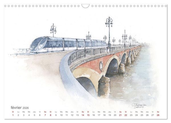 Produktbild: BORDEAUX, promenade dessin&eacute;e (Calendrier mural 2026 DIN A3 vertical), CALVENDO calendrier mensuel
