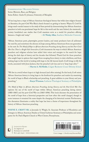 Produktbild: Motif of Hope in African American Preaching during Slavery and the Post-Civil War Era