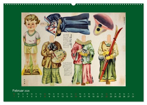 Produktbild: Alte europ&auml;ische Ankleidepuppen aus Papier (Wandkalender 2026 DIN A2 quer), CALVENDO Monatskalender