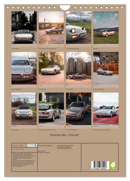 Produktbild: Porsche 944 - Fine Art (Wandkalender 2026 DIN A4 hoch), CALVENDO Monatskalender