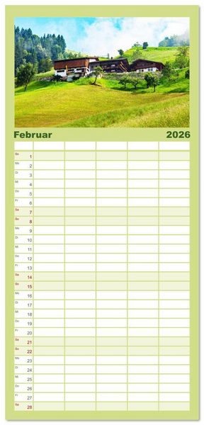 Produktbild: Familienplaner 2026 - Tiroler Bauernh&ouml;fe Mal urig, mal feudal mit 5 Spalten (Wandkalender, 21 x 45 cm) CALVENDO