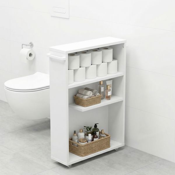 Produktbild: Holz Badschrank Nischenregal Nilari 61 x 20 x 45