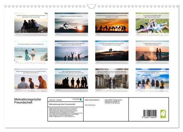Produktbild: Motivationsspr&uuml;che Freundschaft (Wandkalender 2026 DIN A3 quer), CALVENDO Monatskalender