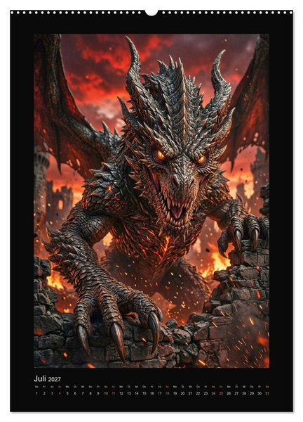 Produktbild: Drachen - Magische Herrscher, Dark‑Fantasy Wandkalender (Wandkalender 2027 DIN A2 hoch), CALVENDO Monatskalender