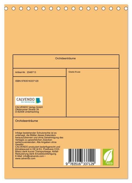 Produktbild: Orchideentr&auml;ume (Tischkalender 2026 DIN A5 hoch), CALVENDO Monatskalender