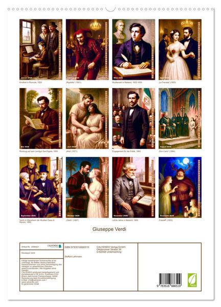 Produktbild: Giuseppe Verdi (hochwertiger Premium Wandkalender 2026 DIN A2 hoch), Kunstdruck in Hochglanz