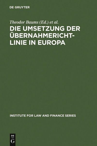 Produktbild: Die Umsetzung der &Uuml;bernahmerichtlinie in Europa