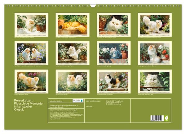 Produktbild: Perserkatzen. Flauschige Momente in kunstvoller &Ouml;loptik (Wandkalender 2026 DIN A2 quer), CALVENDO Monatskalender