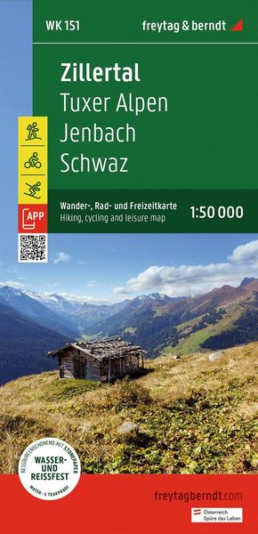 Produktbild: freytag & berndt Wanderkarte WK 151 Zillertal, Tuxer Alpen - Jenbach - Schwaz 1:50.000