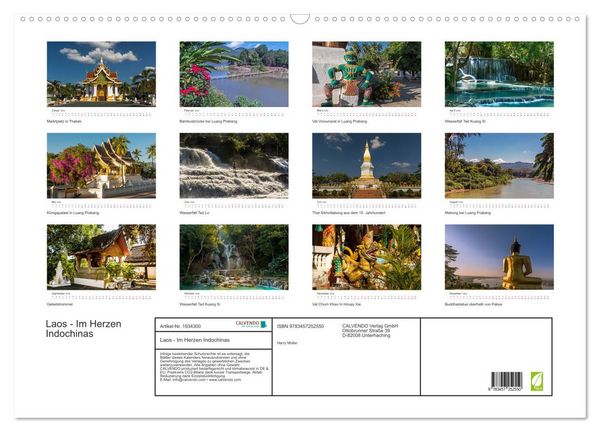 Produktbild: Laos - Im Herzen Indochinas (Wandkalender 2026 DIN A2 quer), CALVENDO Monatskalender