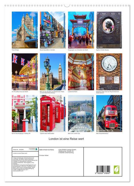 Produktbild: London ist eine Reise wert (hochwertiger Premium Wandkalender 2026 DIN A2 hoch), Kunstdruck in Hochglanz