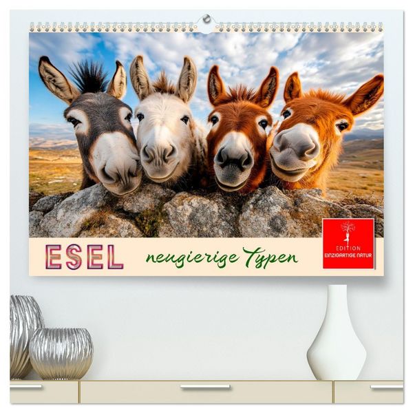 Produktbild: Esel - neugierige Typen (hochwertiger Premium Wandkalender 2027 DIN A2 quer), Kunstdruck in Hochglanz