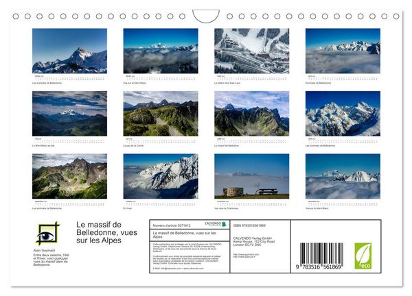 Produktbild: Le massif de Belledonne, vues sur les Alpes (Calendrier mural 2026 DIN A4 vertical), CALVENDO calendrier mensuel