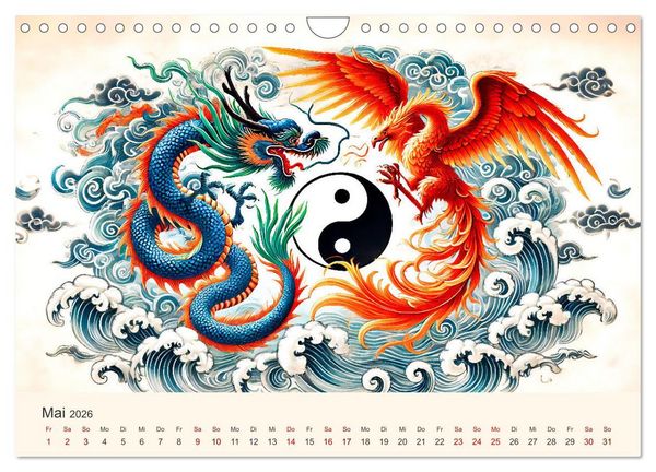 Produktbild: Yin und Yang der Wesen - Asiatische Mythen im Gleichgewicht (Wandkalender 2026 DIN A4 quer), CALVENDO Monatskalender
