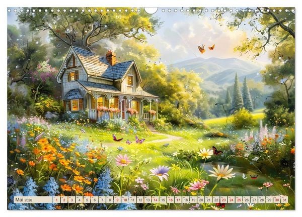 Produktbild: Kleine Cottages - Romantische Fantasieh&auml;uschen (Wandkalender 2026 DIN A3 quer), CALVENDO Monatskalender