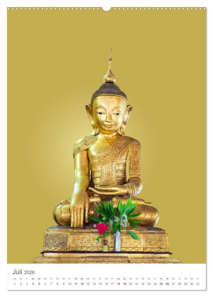 Produktbild: Buddha tr&auml;gt Gold (hochwertiger Premium Wandkalender 2026 DIN A2 hoch), Kunstdruck in Hochglanz