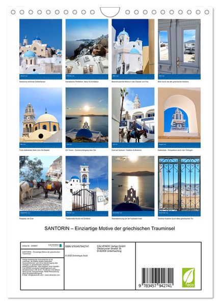 Produktbild: SANTORIN &ndash; Einziartige Motive der griechischen Trauminsel (Wandkalender 2026 DIN A4 hoch), CALVENDO Monatskalender