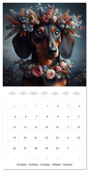 Produktbild: Dachshund Joy and Flower Beauty (Wall Calendar 2026 12 &times; 12 Inch) CALVENDO 12 Month Wall Calendar