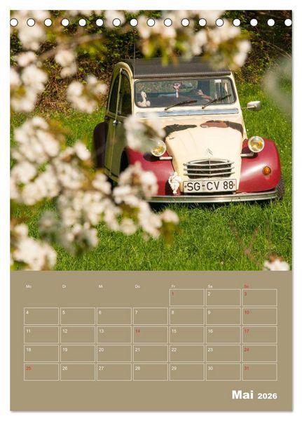 Produktbild: Citro&euml;n 2 CV &ndash; Flower Power (Tischkalender 2026 DIN A5 hoch), CALVENDO Monatskalender